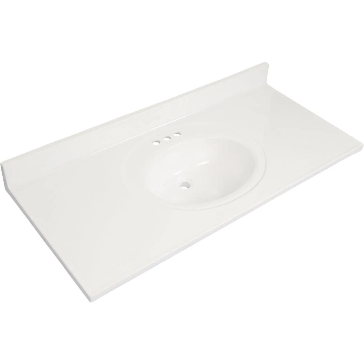 Modular Vanity Tops 49 In. W x 22 In. D Solid White Cultured Marble Flat Edge Single Sink Vanity Top with Oval Bowl