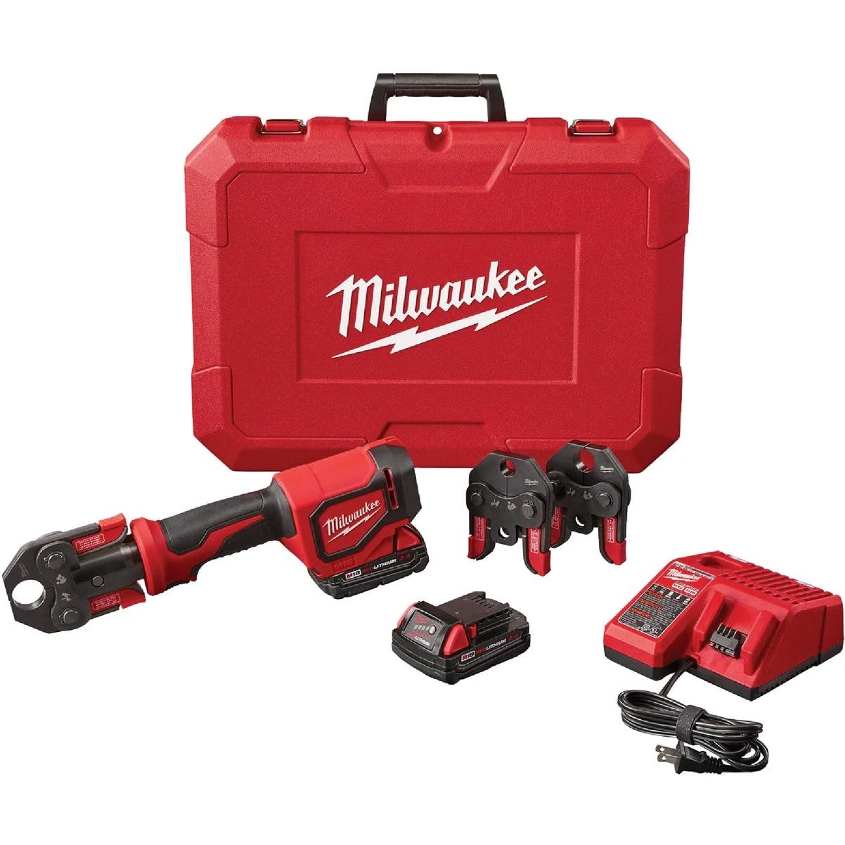 M18 18-Volt Lithium-Ion Cordless Short Throw Press Tool Kit W/ (3) PEX Crimp Jaws M18 18-Volt Lithium-Ion Cordless Short Throw Press Tool Kit W/ (3) PEX Crimp Jaws
