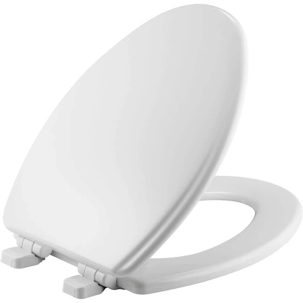 Adjustable Slow Close Never Loosens Elongated Closed Front Toilet Seat in White