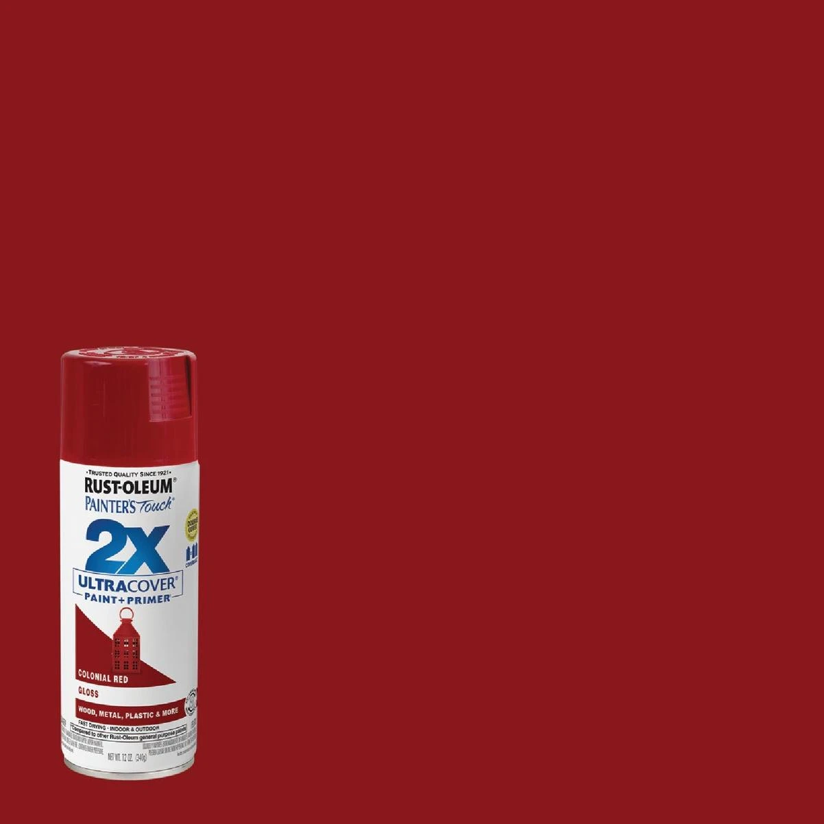 Rust-Oleum Painter's Touch 2X Ultra Cover 12 Oz. Gloss Paint + Primer Spray Paint, Colonial Red