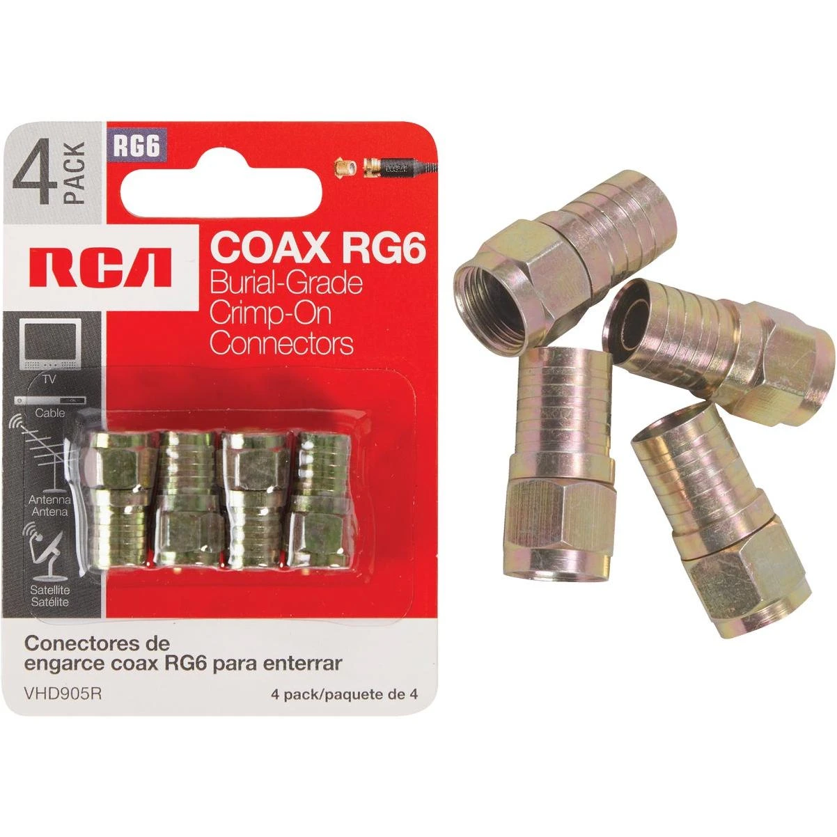 RCA RG6 F-Connector (4-Pack)