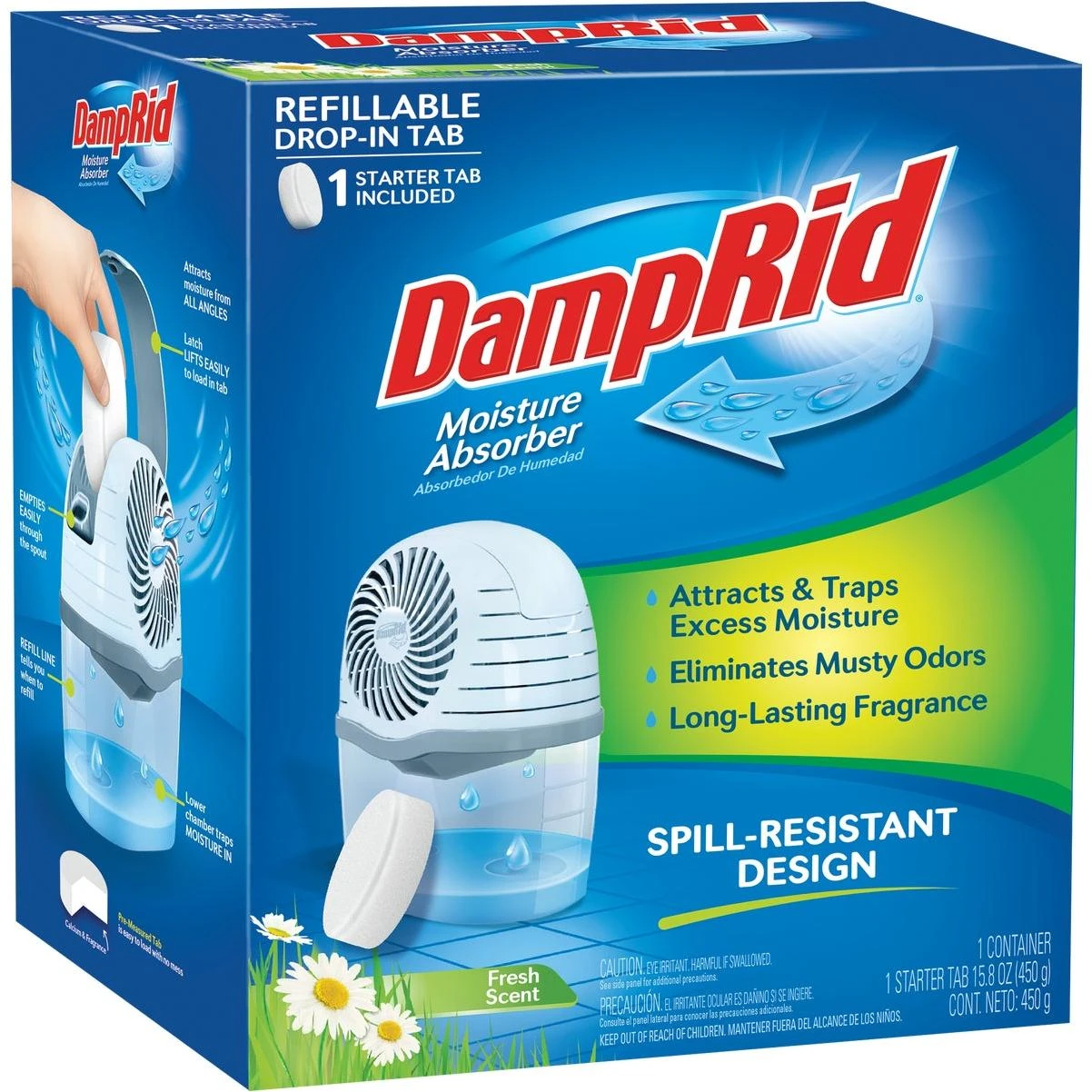 DampRid Reusable Moisture Absorber with Drop-In Tablet, Fresh Scent, 15.8 Oz.