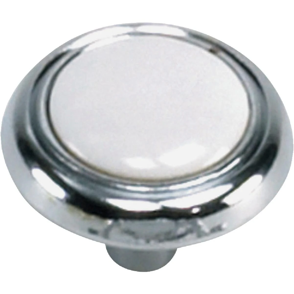 Laurey First Family Round 1-1/4 In. Dia. Chrome & White Porcelain Accent Cabinet Knob