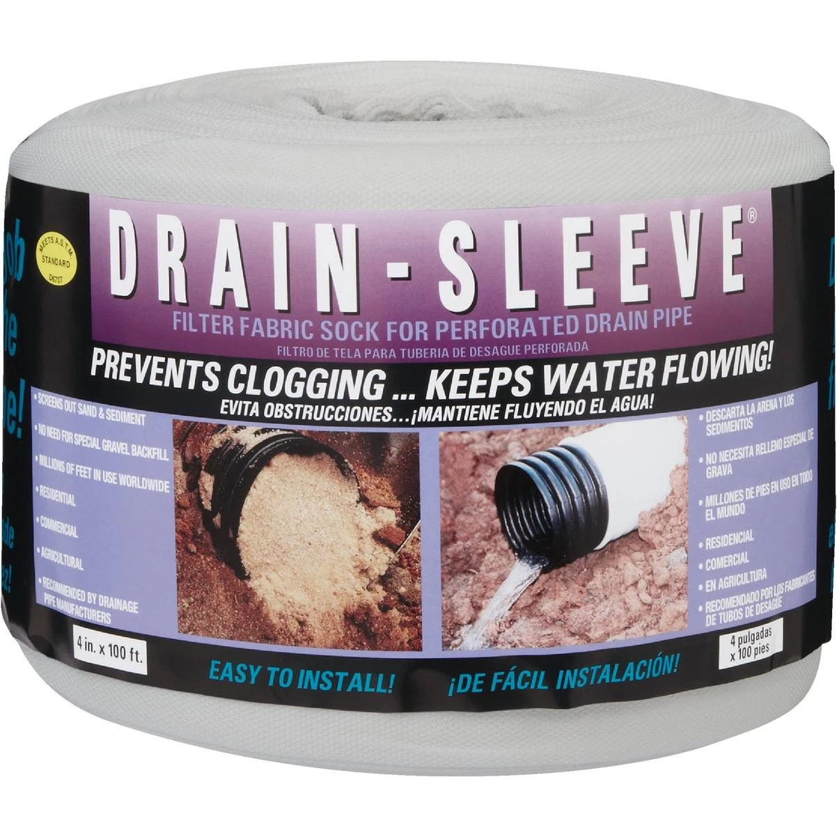 Advanced Drainage Systems 4 In. W. x 100 Ft. L. Fabric Drain Guard Sock