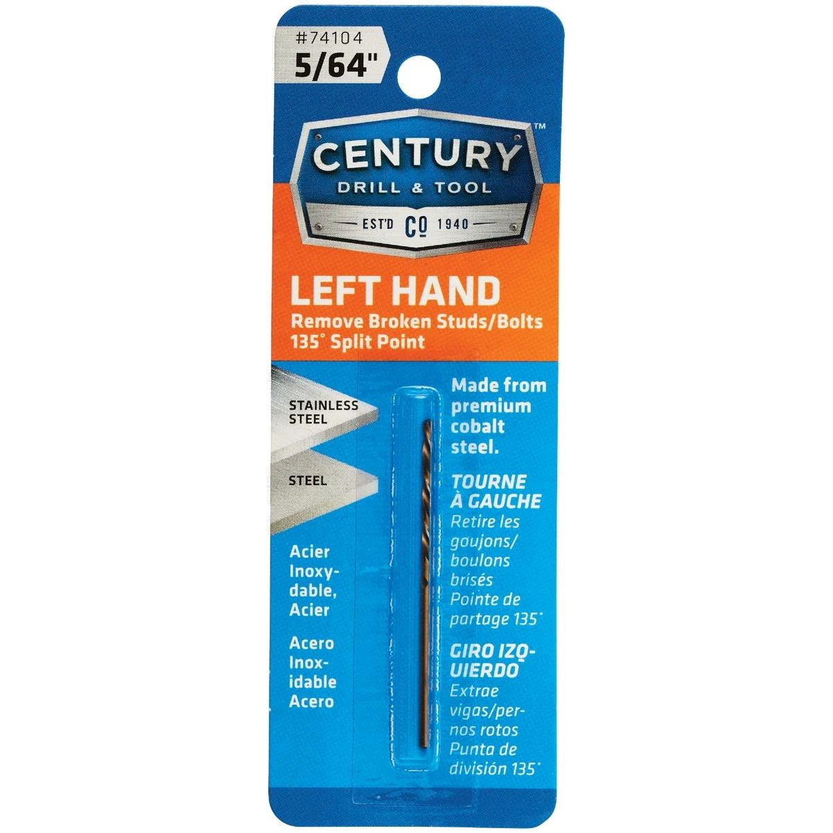 Century Drill & Tool 5/64 In. Cobalt Steel Left Hand Drill Bit