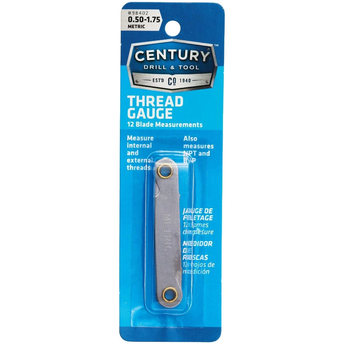 Century Drill & Tool 0.50-1.75 NPT & BSP Metric Screw Pitch Gauge