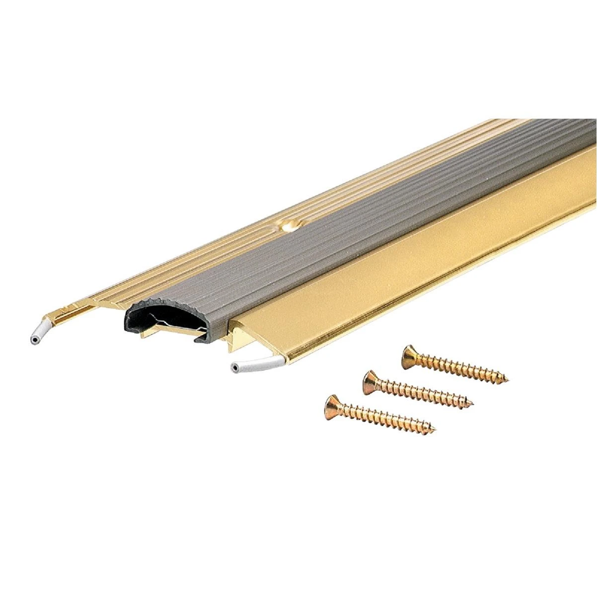 M-D Building Products 3-3/4 In. x 3/4 In. x 36 In. Satin Nickel Aluminum and Vinyl Heavy-Duty Low-Profile Threshold