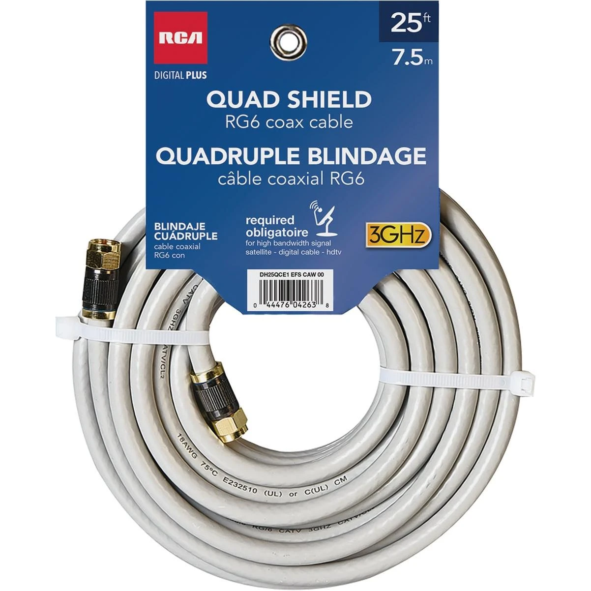 RCA 25 Ft. Gray Quad RG6 Coaxial Cable