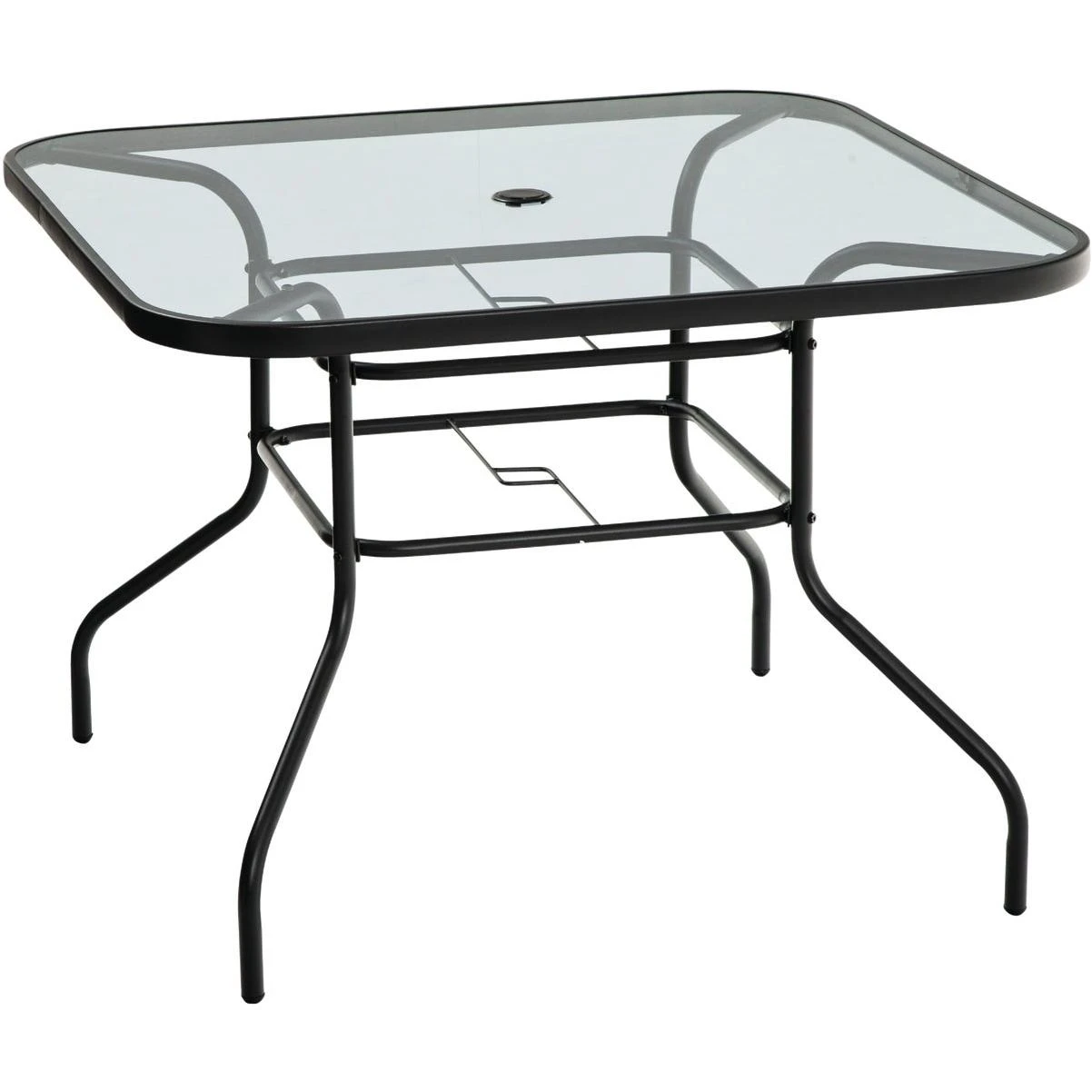 Outdoor Expressions Windsor Collection 40 In. Rounded Edge Square Black & Gray Steel Table