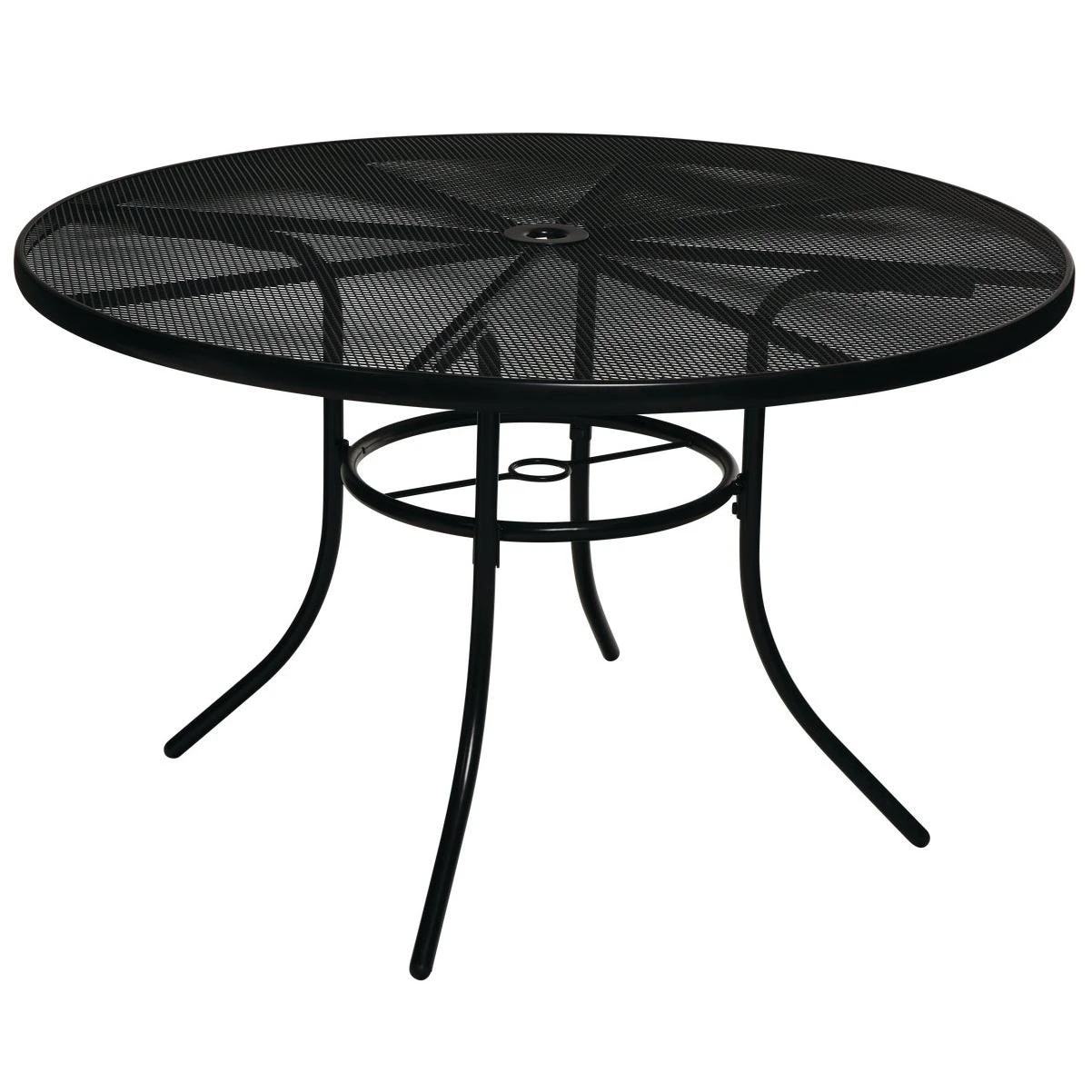 Outdoor Expressions 48 In. Round Black Metal Mesh Steel Table