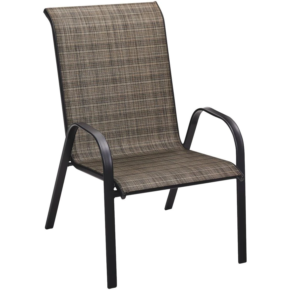 Outdoor Expressions Windsor Collection Black Steel Sling Oversized Stacking Chair