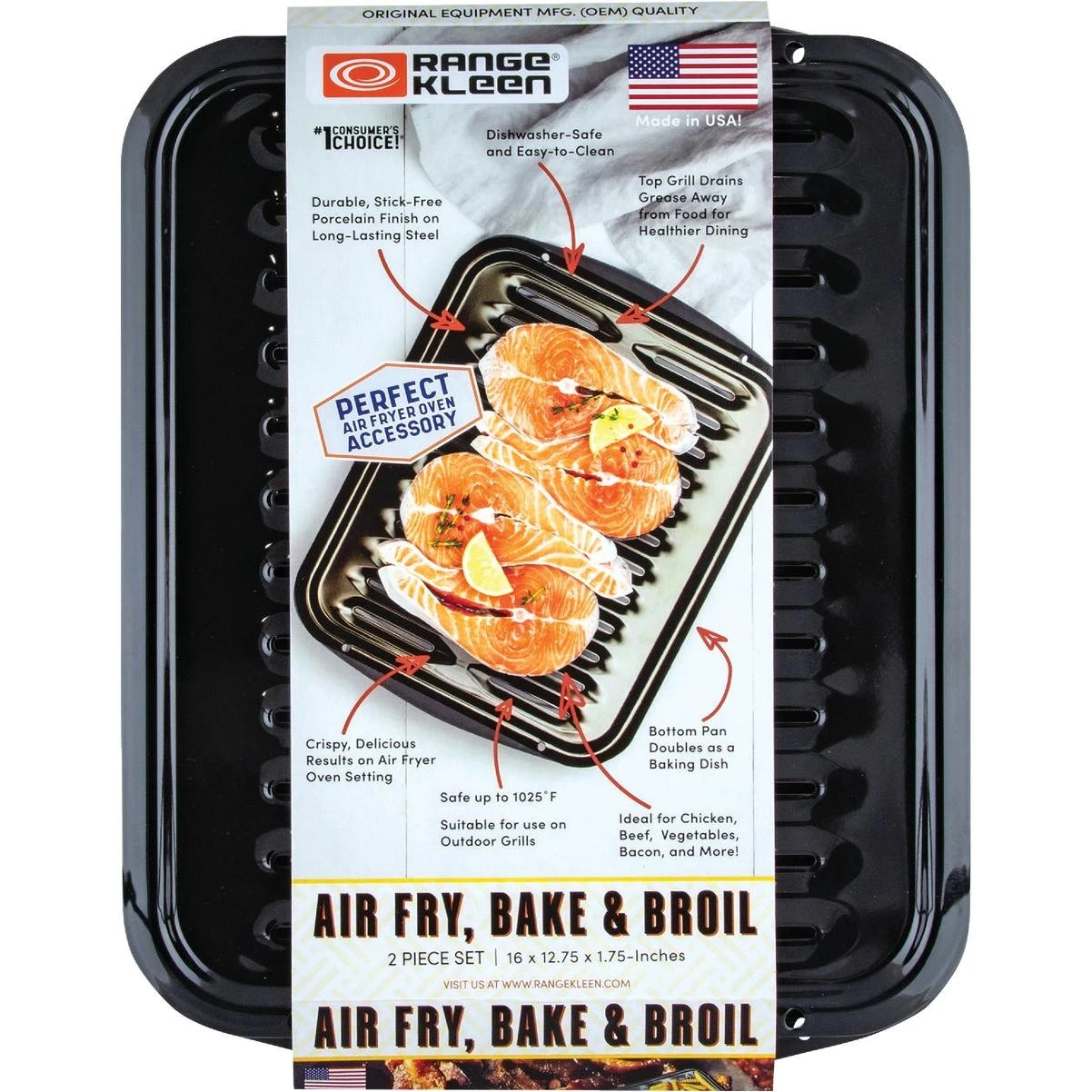 Range Kleen Black Porcelain Air Fry, Bake and Broil Pan