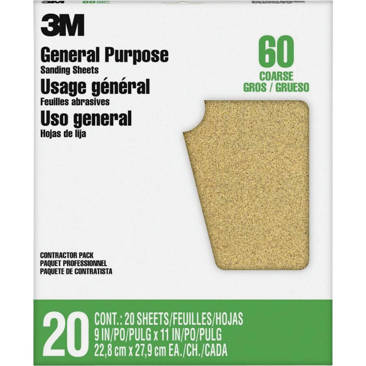 3M General Purpose 9 In. x 11 In. Aluminum Oxide Coarse Sandpaper, 60 Grit (20-Pack)