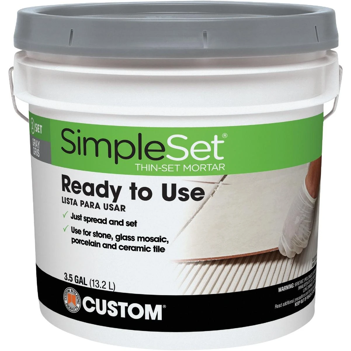 Custom Building Products SimpleSet White Thin-Set Mortar 3.5 gal Custom Building Products SimpleSet White Thin-Set Mortar 3.5 gal