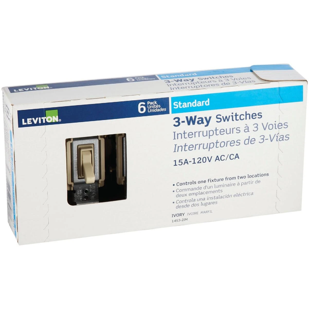 Leviton Toggle Ivory 15A 3-Way Switch (6-Pack)