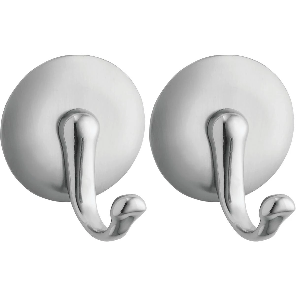 iDesign York Round Silver Metal Adhesive Hook (2-Pack)