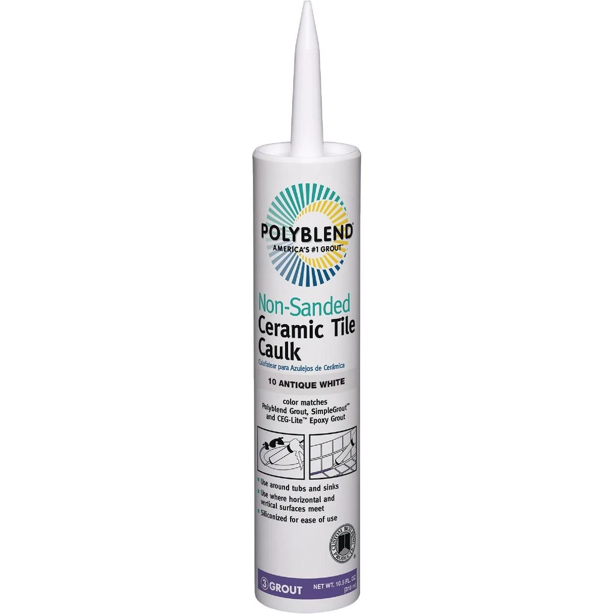 Polyblend 10.5 Oz. #10 Antique White Non-Sanded Ceramic Tile Caulk