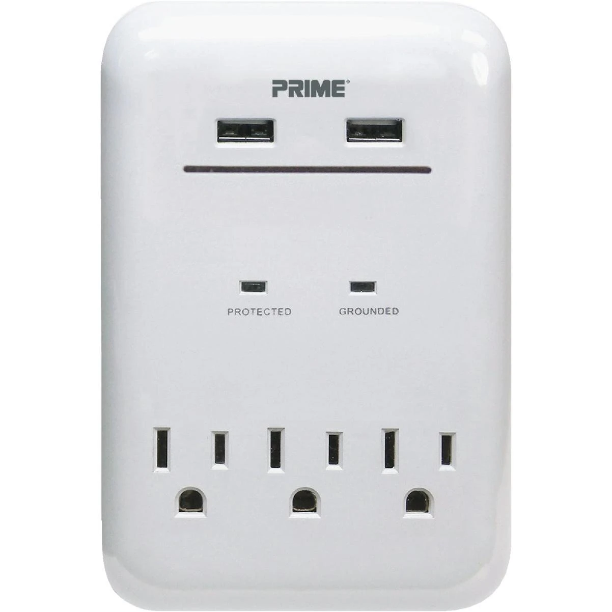 Prime Wire & Cable 3 Power & 2 USB White Wall Charger