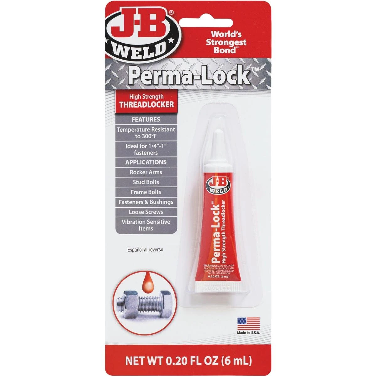 J-B Weld Perma-Lock 0.20 Oz. Red Threadlocker