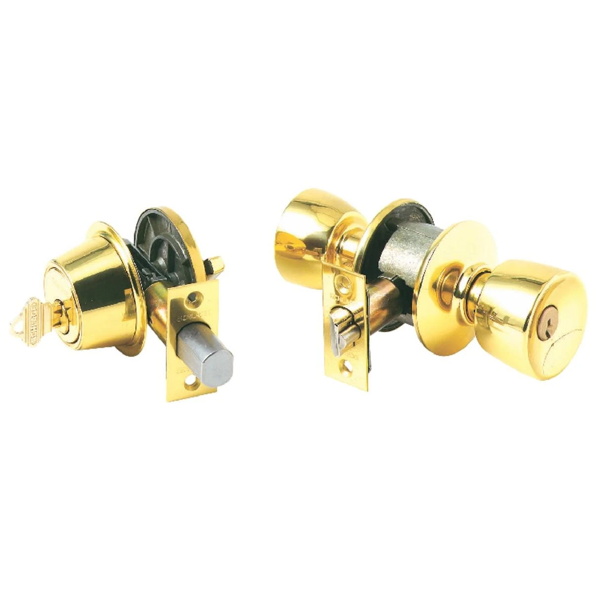 Schlage Bright Brass Deadbolt & Door Knob Combo