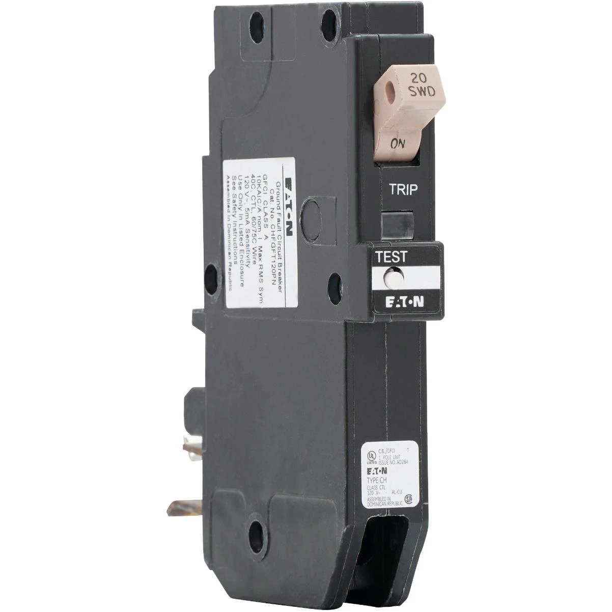 Eaton CH 20A Single-Pole GFCI Circuit Breaker
