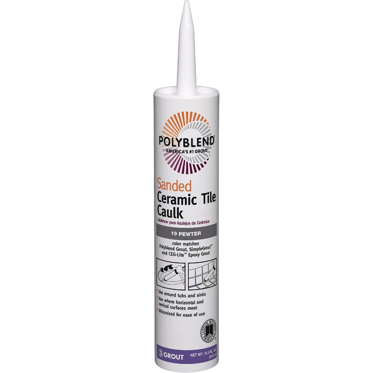 Polyblend 10.5 Oz. #19 Pewter Sanded Ceramic Tile Caulk