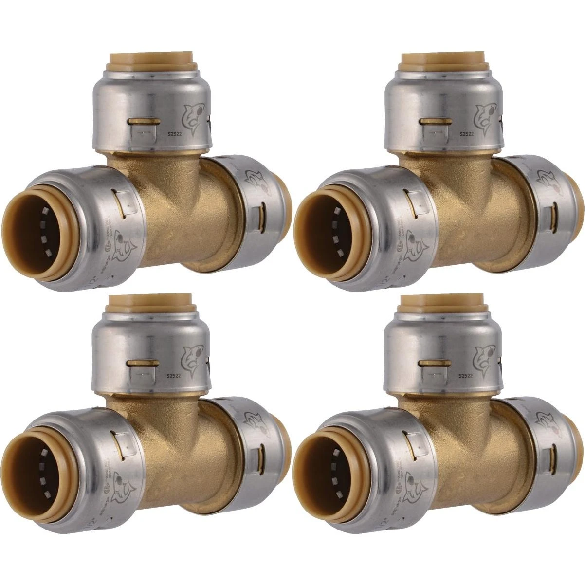 SharkBite 1/2 In. x 1/2 In. x 1/2 In. Brass Push-to-Connect Tee (4-Pack)