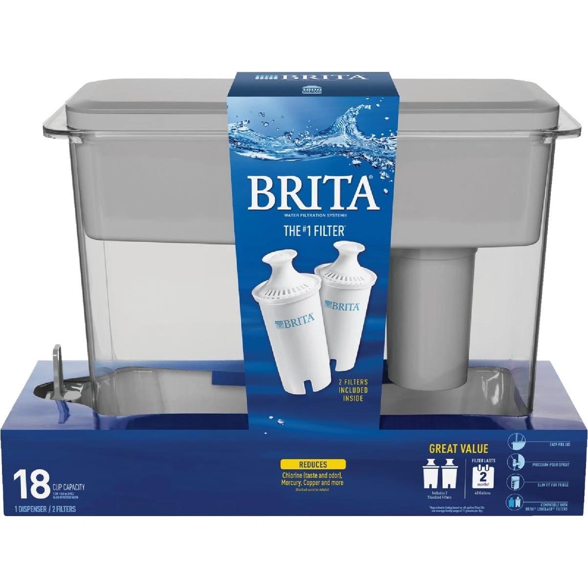 Brita 27 Cup Gray Ultramax Large Filtered Water Dispenser