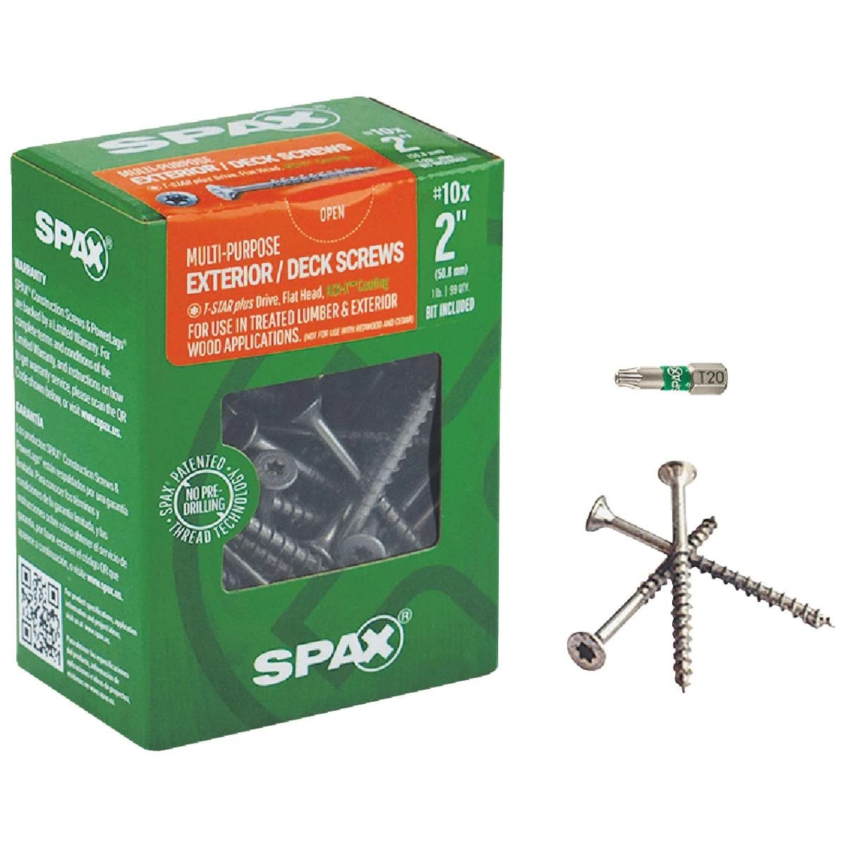 SPAX #10 x 2 In. T20 Plus Flat Head HCR-X (Exterior Rated) Deck Screw (99 Ct.)
