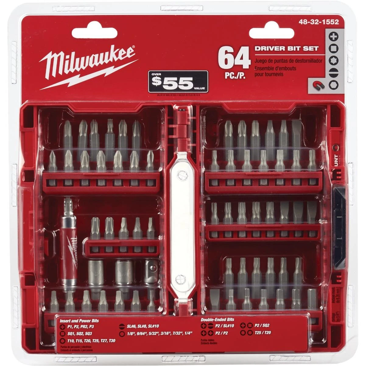 Milwaukee SHOCKWAVE Impact Duty Series 48-32-4097 Drill-Drive Set, 60-Piece, All-Purpose, Alloy Steel