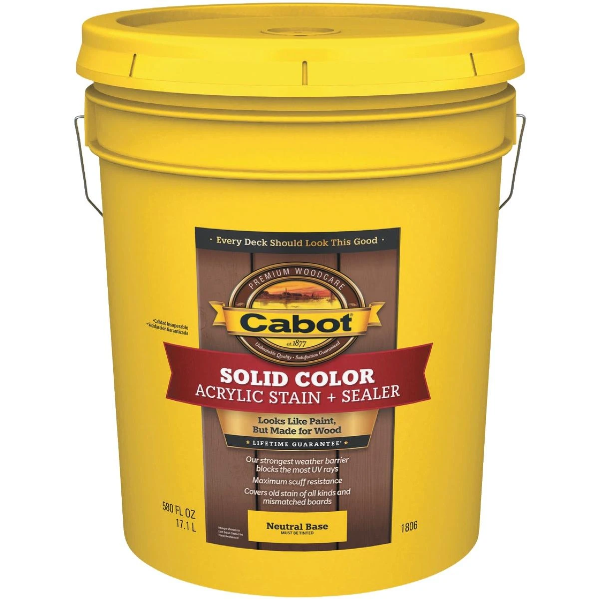 Cabot Solid Color Acrylic Decking Stain, 1806 Neutral Base, 5 Gal.