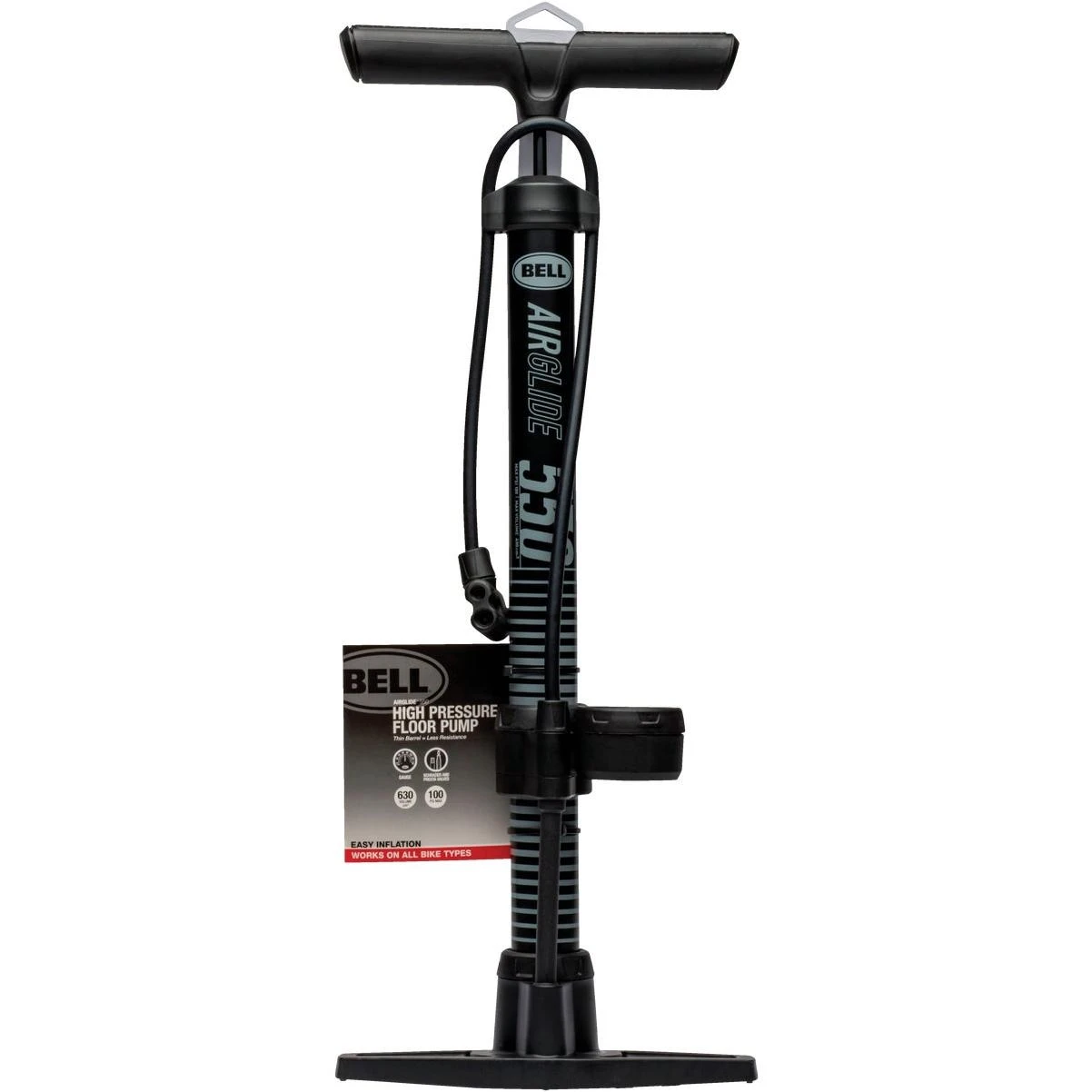 Bell Sports Zephyr 550 Schrader/Presta Valve 100 PSI Bicycle Floor Pump with Gauge