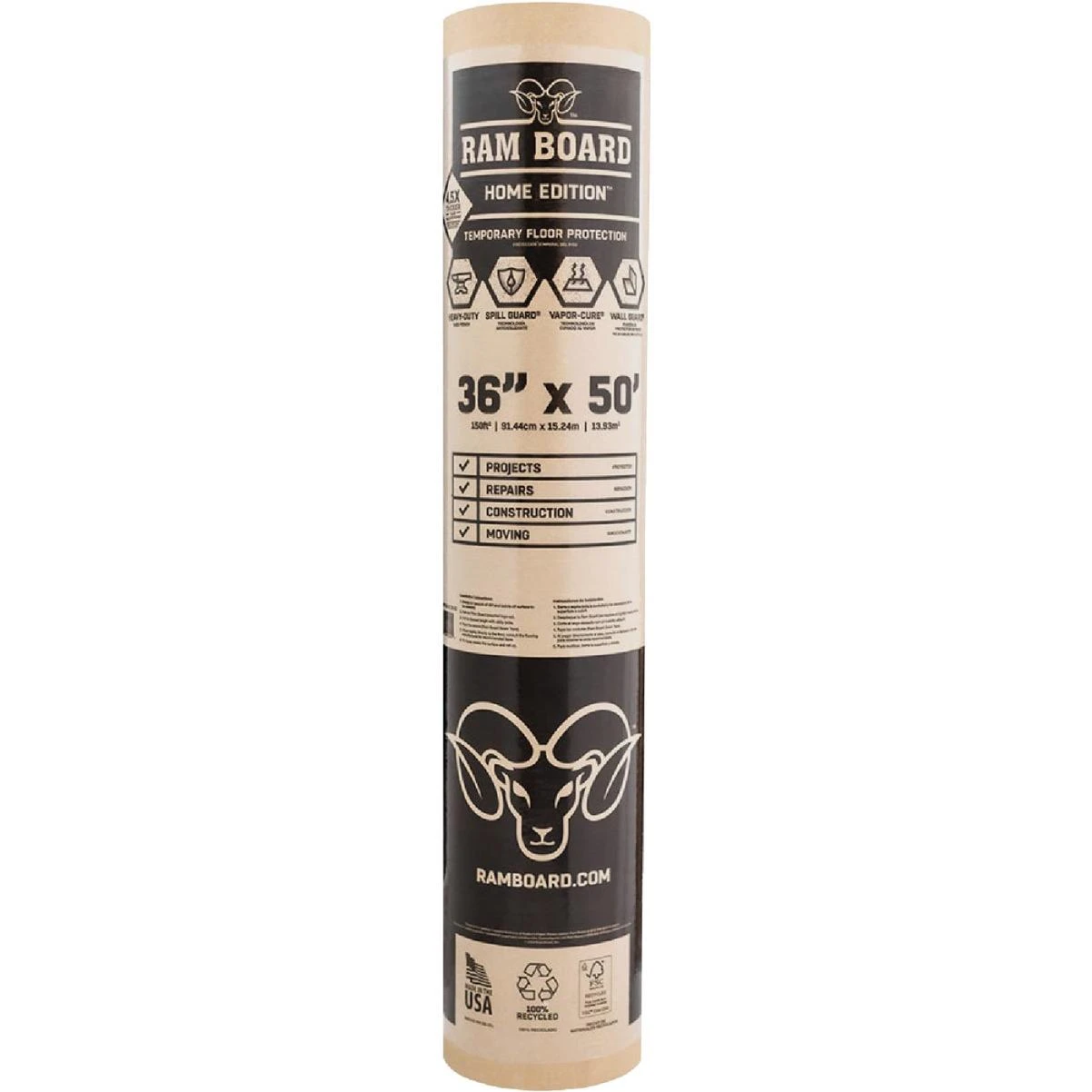 Ram Board Home Edition 36 In. W x 50 Ft. L Heavy-Duty Temporary Floor Protection
