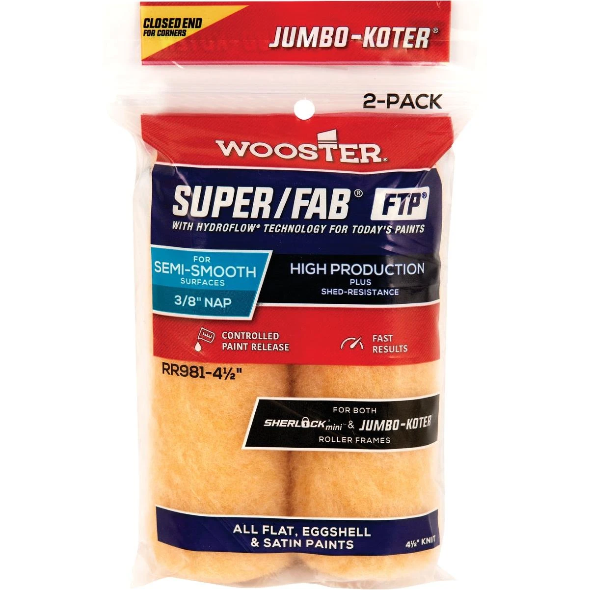 Jumbo-Koter Super/Fab FTP 4-1/2 In. x 3/8 In. Knit Roller Cover (2-Pack)