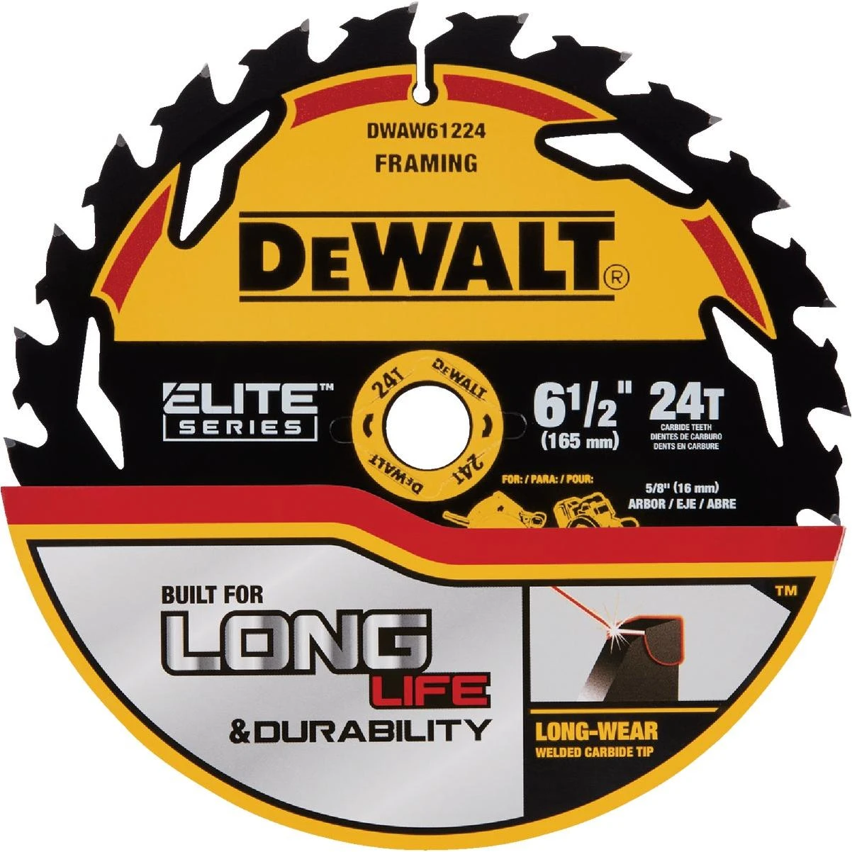 DEWALT Elite Series 6-1/2 In. 24-Tooth Circular Saw Blade