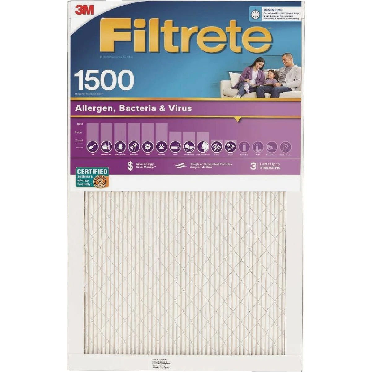 Filtrete High Performance Air Filter, 1500 MPR, 12 In. x 20 In. x 1 In.