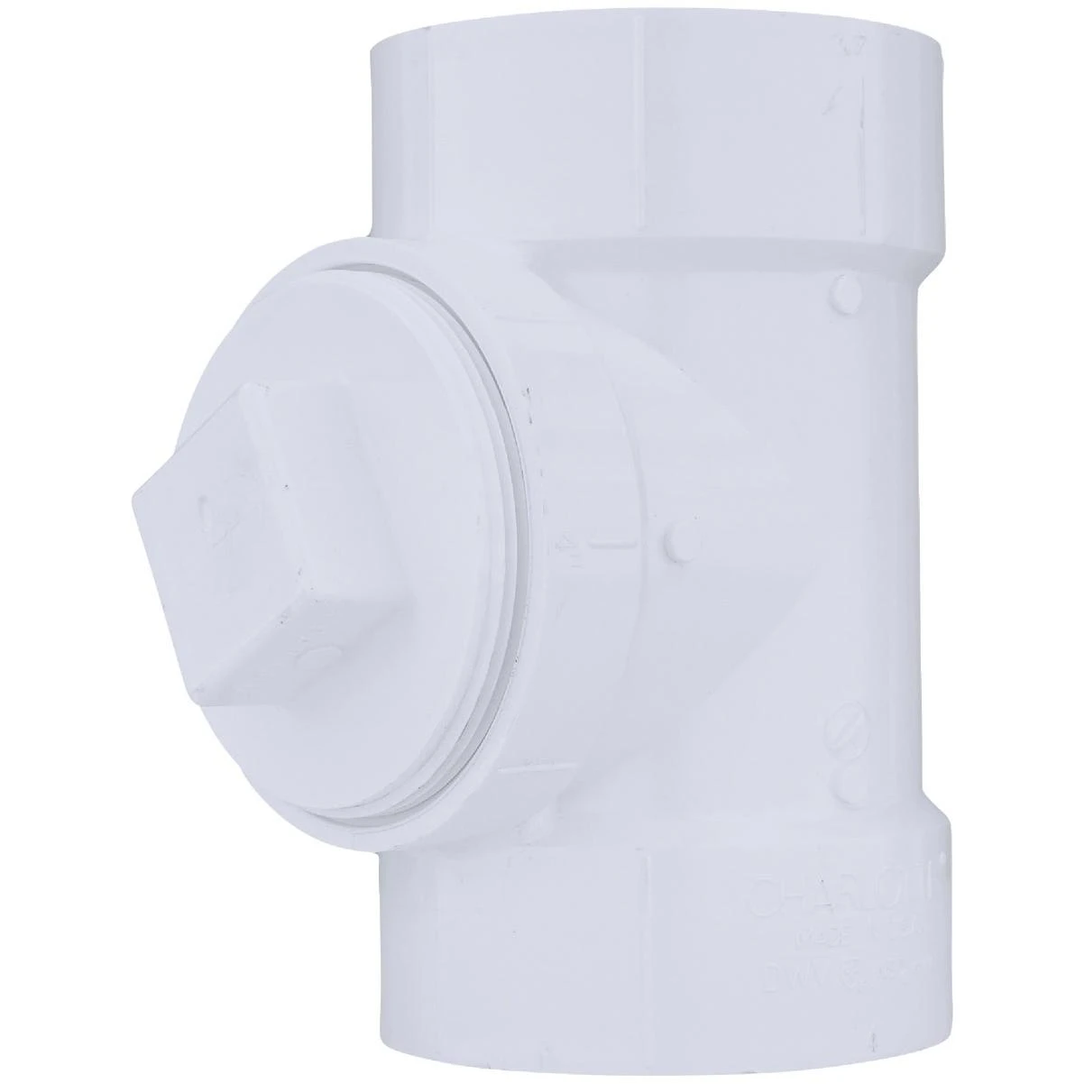 Charlotte Pipe 4 In. Test PVC Tee with Toe Saver Plug