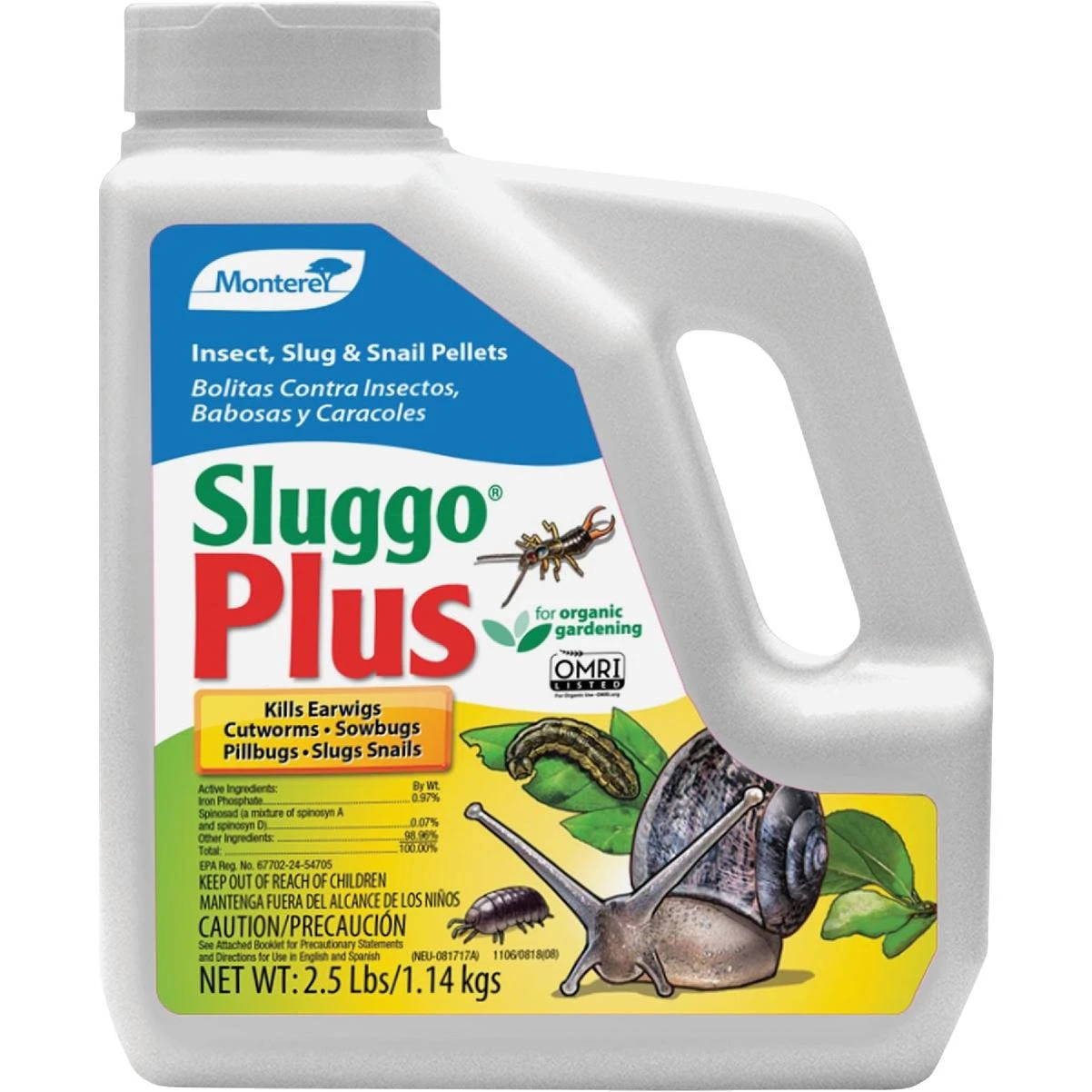 Monterey Sluggo Plus 2-1/2 Lb. Ready To Use Pellets Organic Slug & Snail Killer