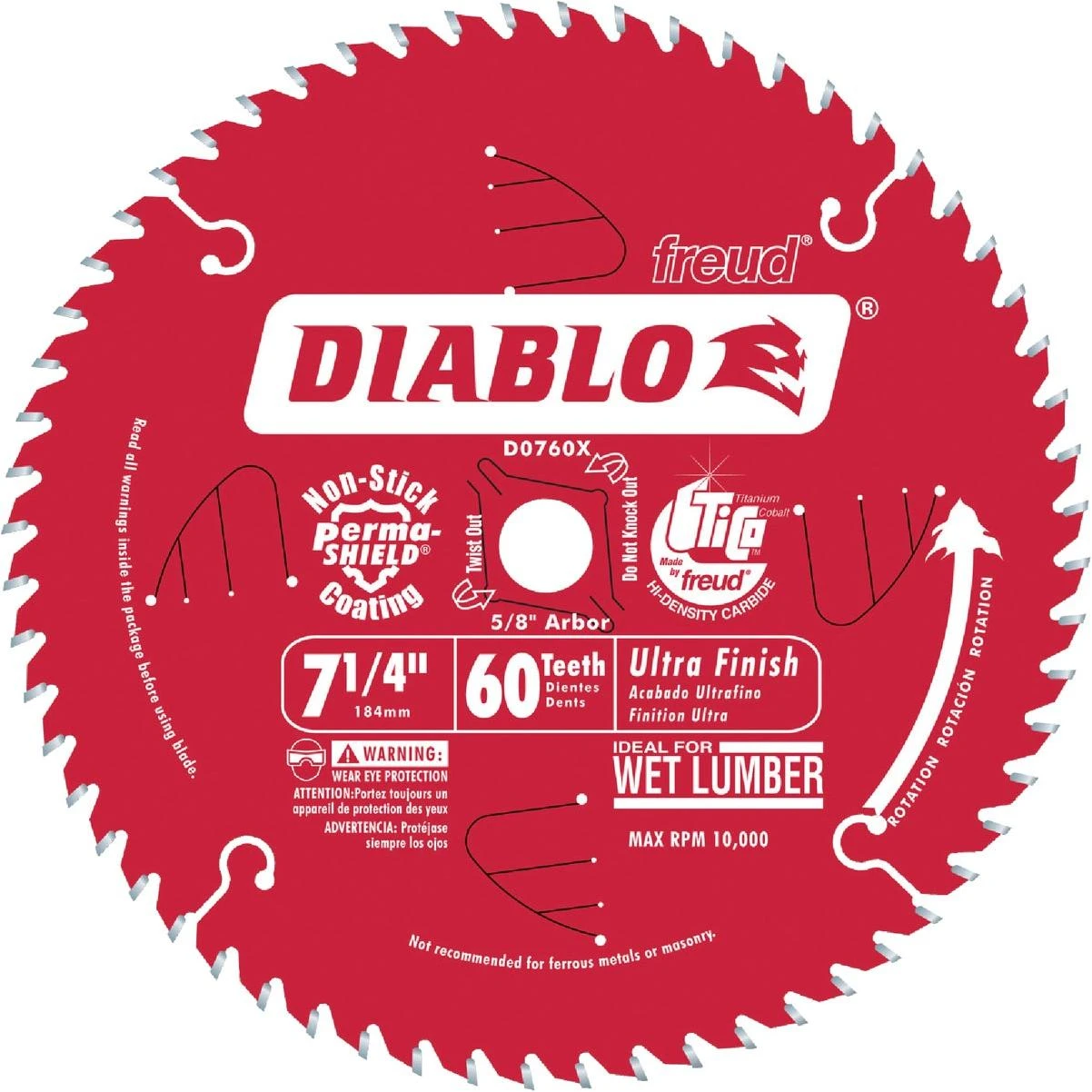Diablo 7-1/4 In. 60-Tooth Ultra Finish Circular Saw Blade