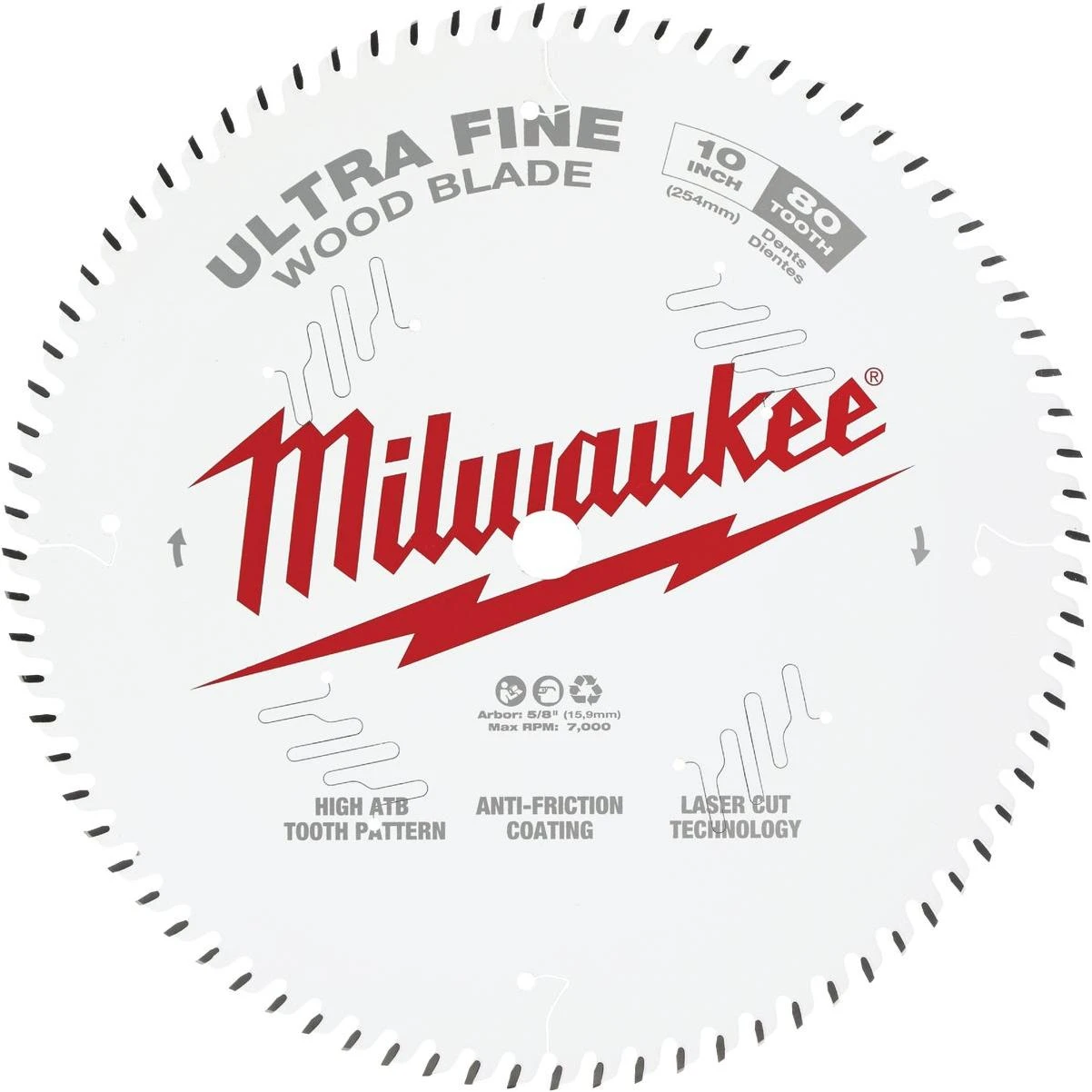 Milwaukee 10 In. 80-Tooth Ultra Fine Finish Circular Saw Blade