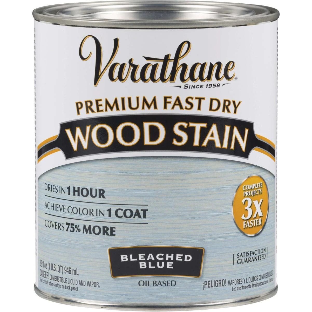 Varathane Fast Dry Bleached Blue Urethane Modified Alkyd Interior Wood Stain, 1 Qt.