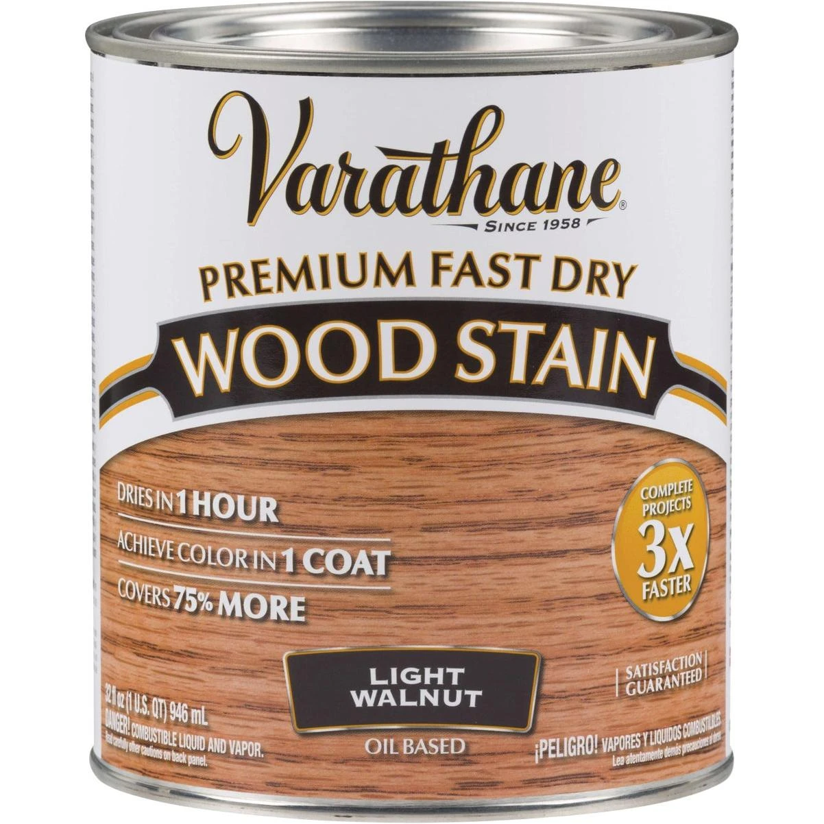 Varathane Fast Dry Light Walnut Urethane Modified Alkyd Interior Wood Stain, 1 Qt.