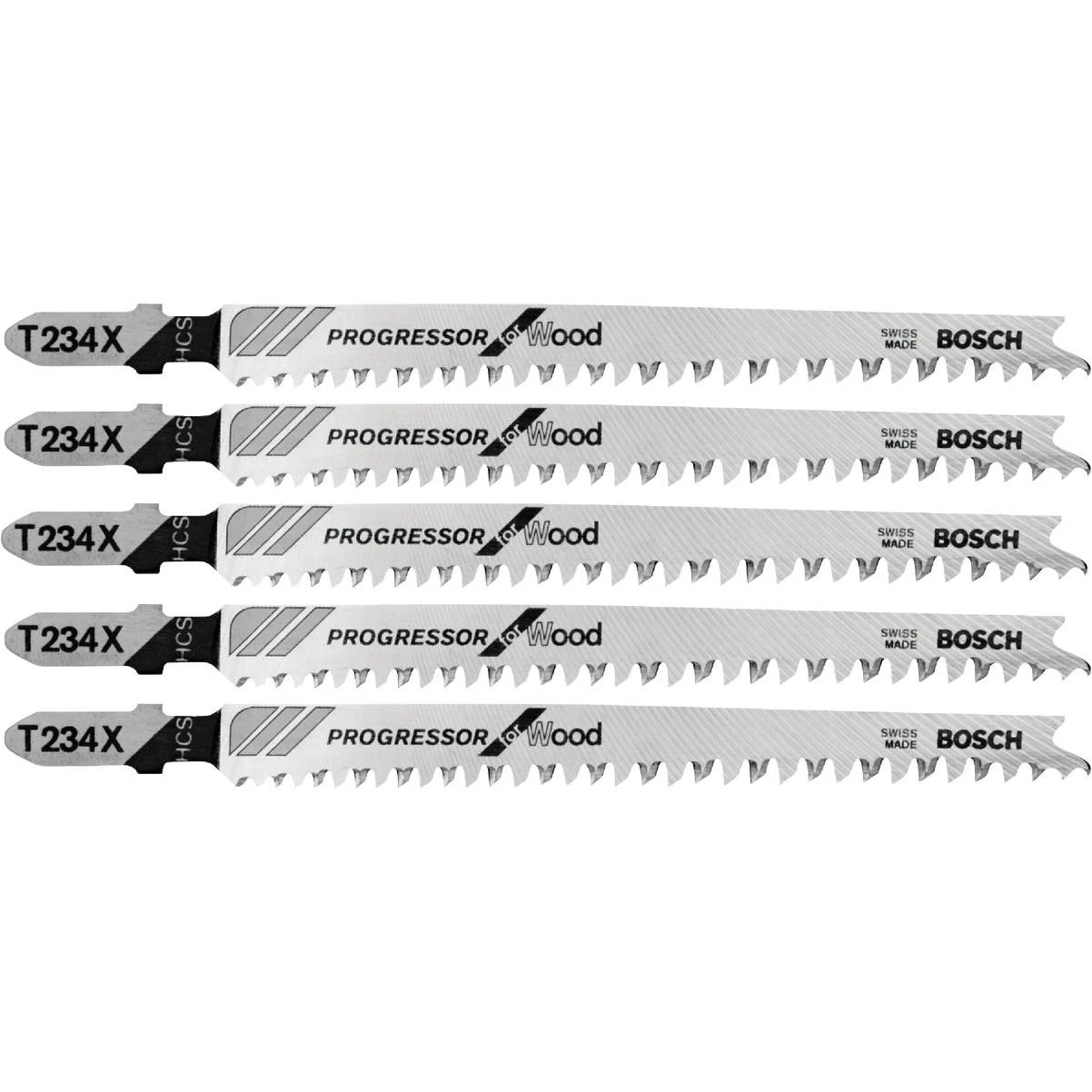 Bosch T-Shank 4-1/2 In. x 8-12 TPI High Carbon Steel Jig Saw Blade, Progressor for Wood (5-Pack)