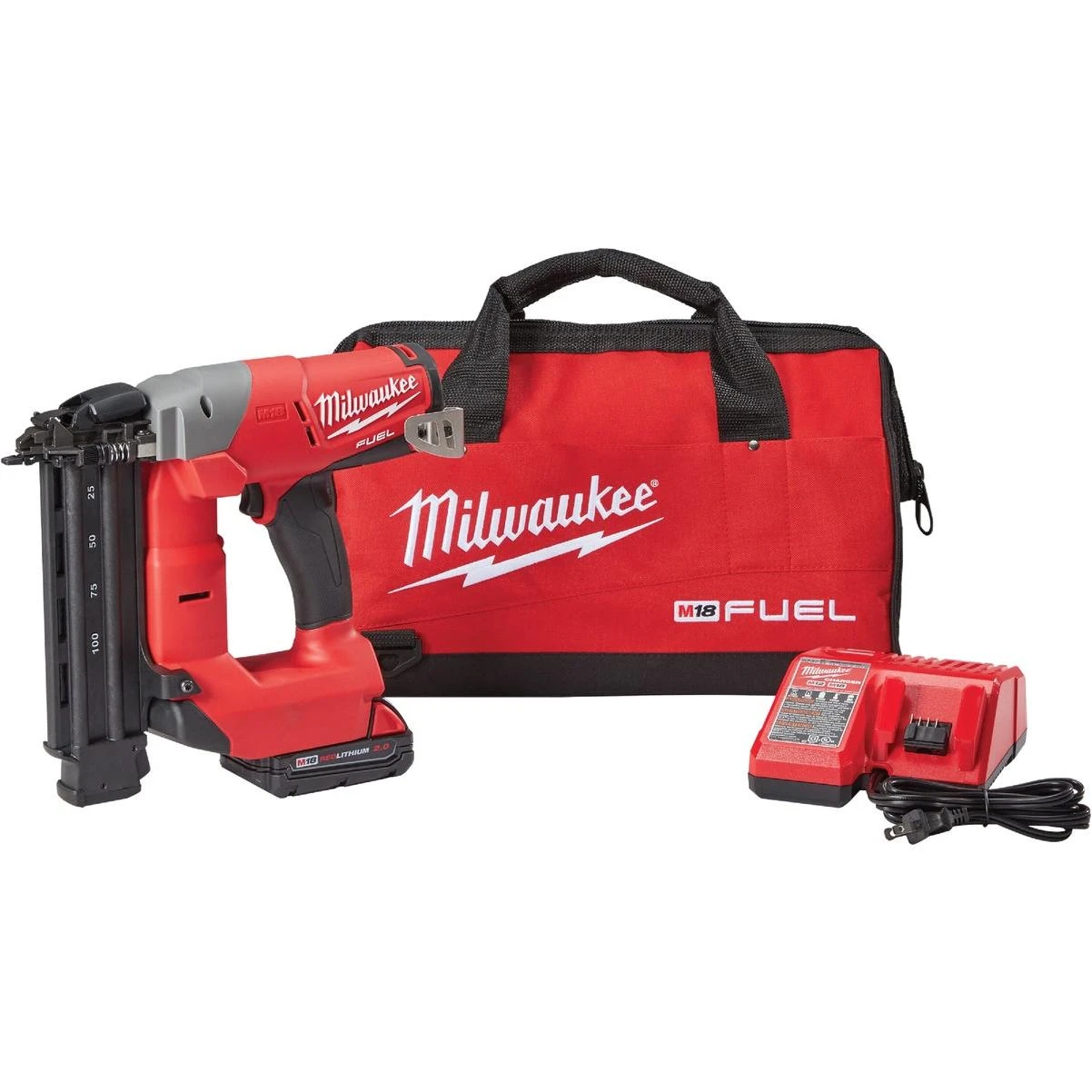 Milwaukee M18 FUEL Brushless 18 Gauge 2 1 8 In. Cordless Brad Nailer Kit with 2.0 Ah Battery Charger Grass Valley