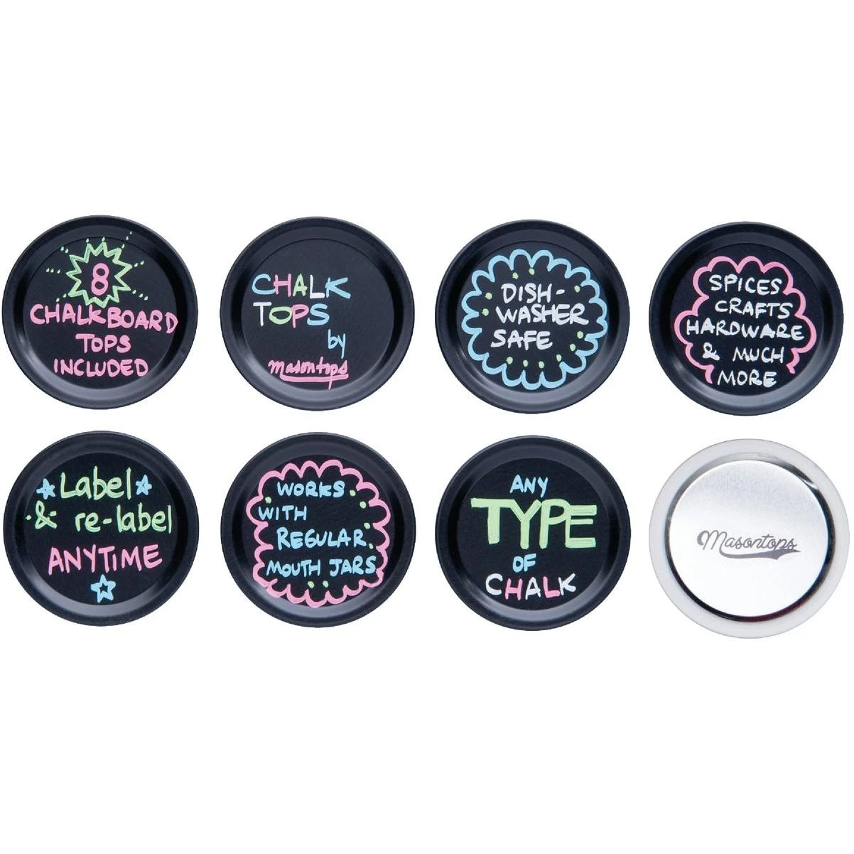 Masontops Regular-Mouth Chalk Top Canning Jar Lids (8-Count)