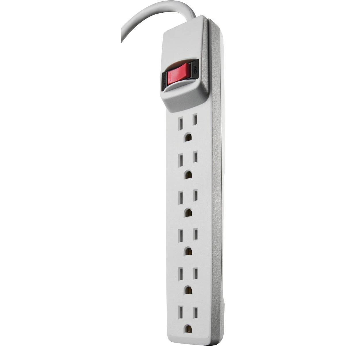 Woods Plastic 6-Outlet White Power Strip with 4 Ft. Cord