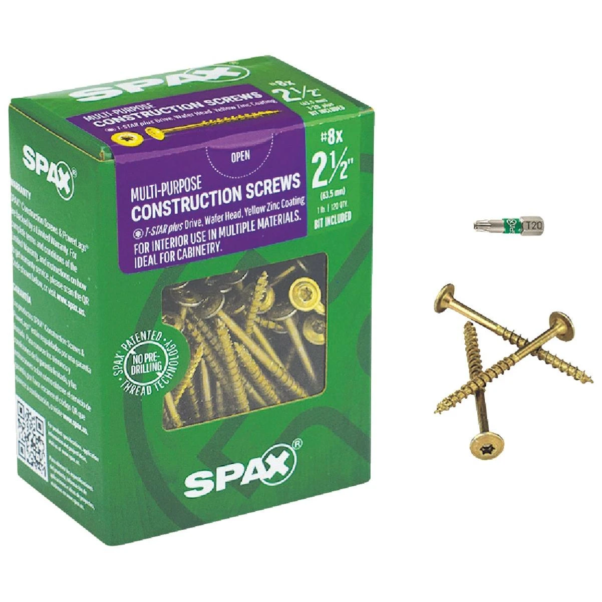 Spax #8 x 2-1/2 In. Washer Head Interior Multi-Material Construction Screw (1 Lb. Box)