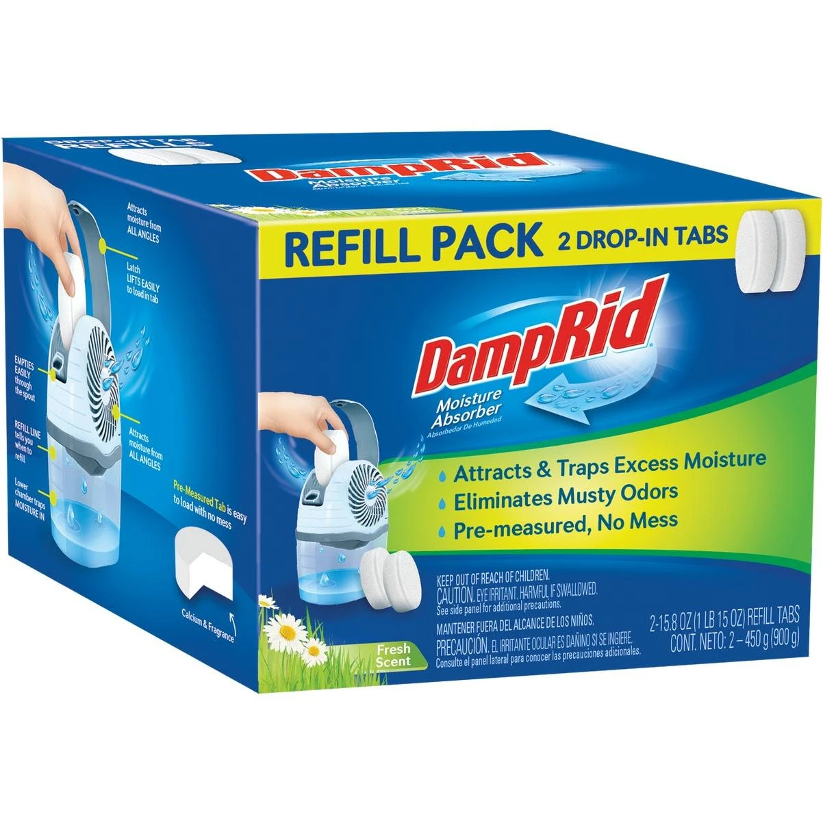 DampRid Moisture Absorber Drop-In Tablet Refill Pack, Fresh Scent, 15.8 Oz. (2-Pack)
