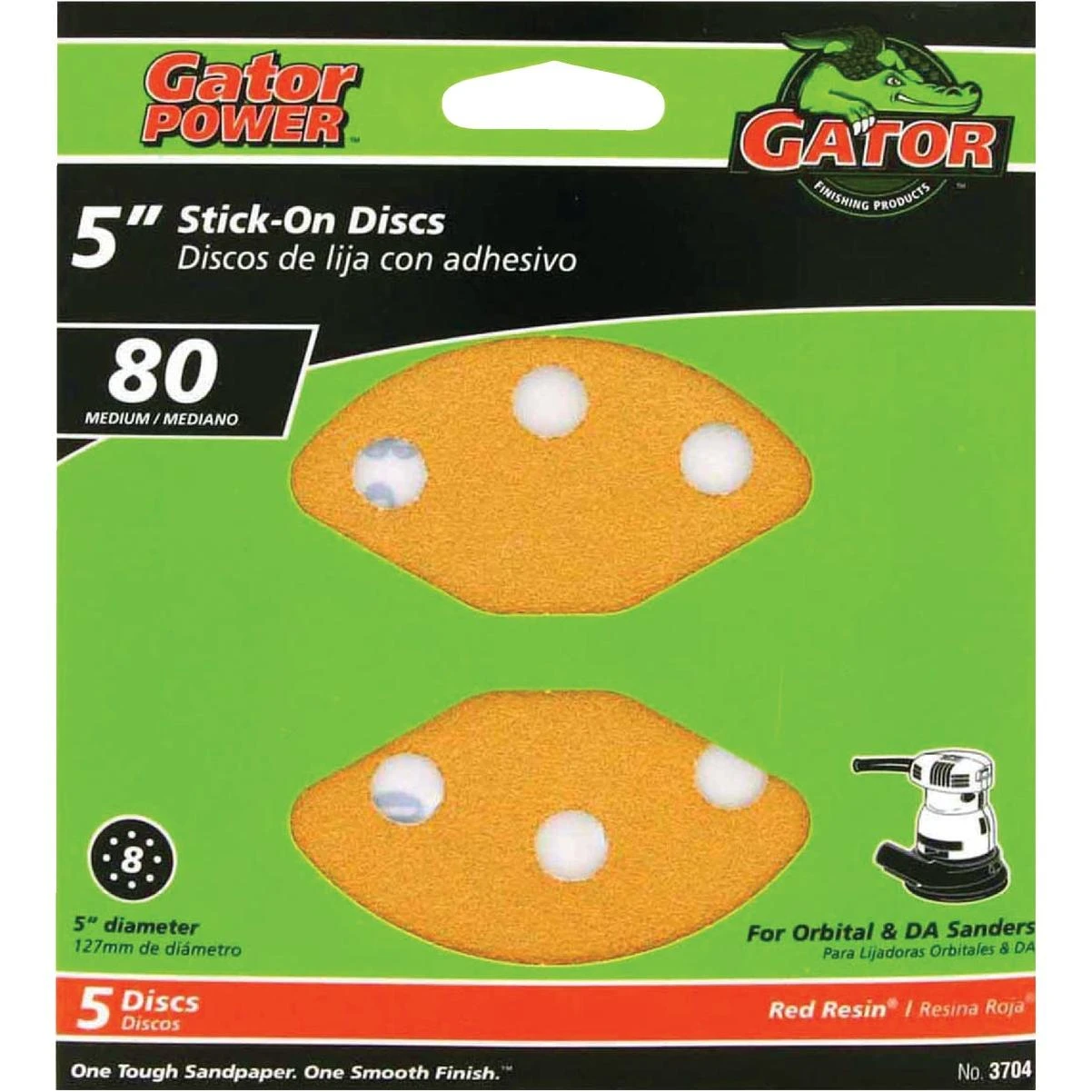 Gator Blade 5 In. 80-Grit 8-Hole Pattern Vented Sanding Disc with Stick-On Backing (5-Pack)