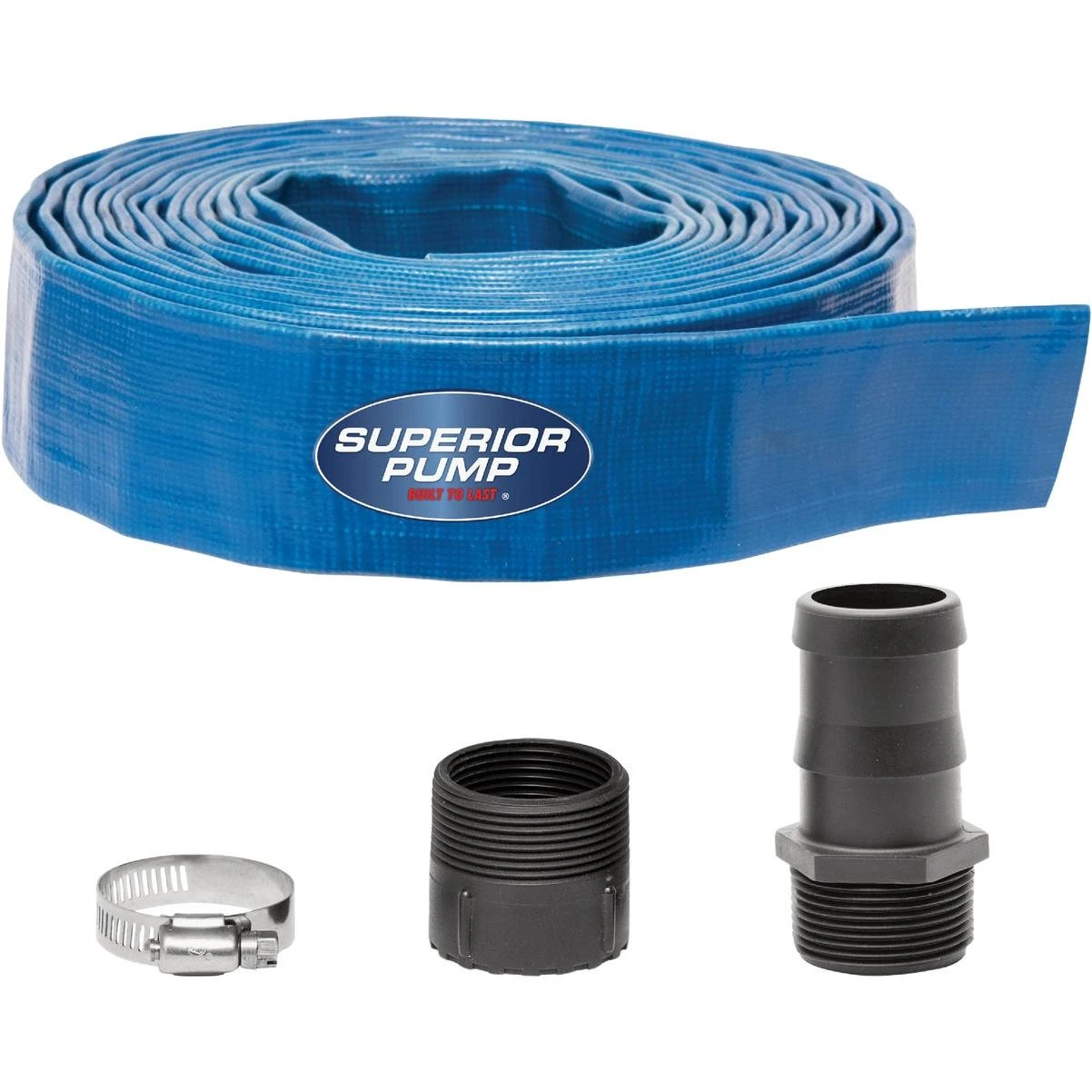 Superior Pump 1-1/2 In. Dia. x 25 Ft. L Lay-Flat Discharge Sump Pump Hose Kit